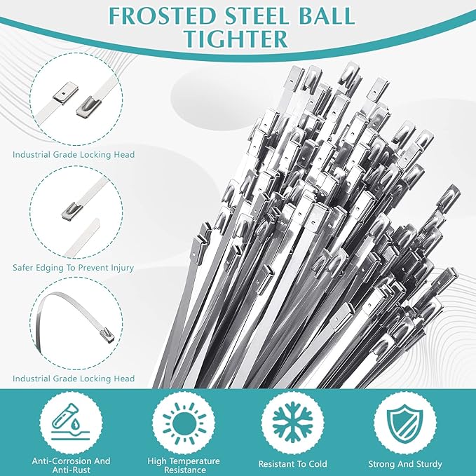 LEIFIDE 500 Pcs Metal Zip Ties 304 Stainless Steel Zip Ties Heavy Duty Self - Image 2
