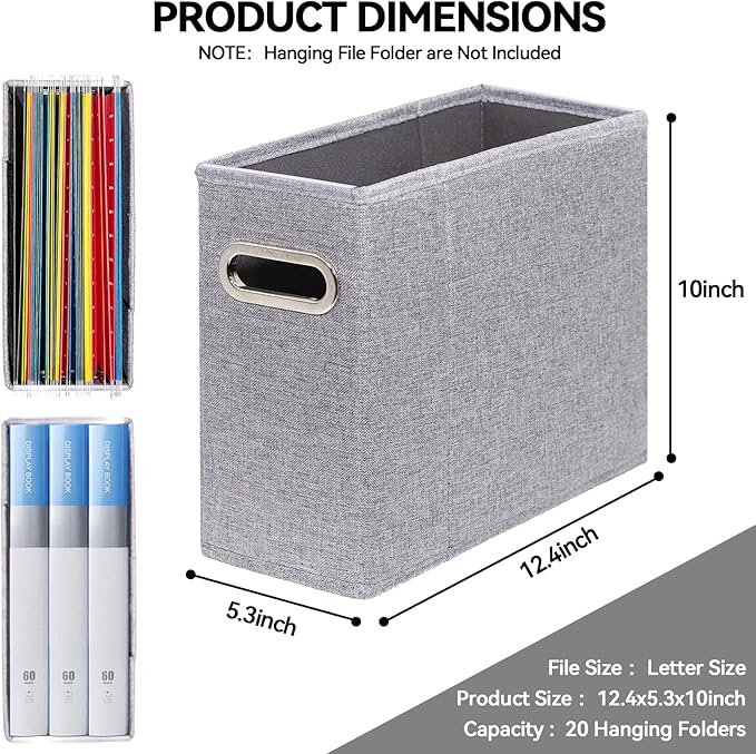 6 Packs Letter Size File Organizer, File Folders Organizer, Fabric Storage Box - Image 2