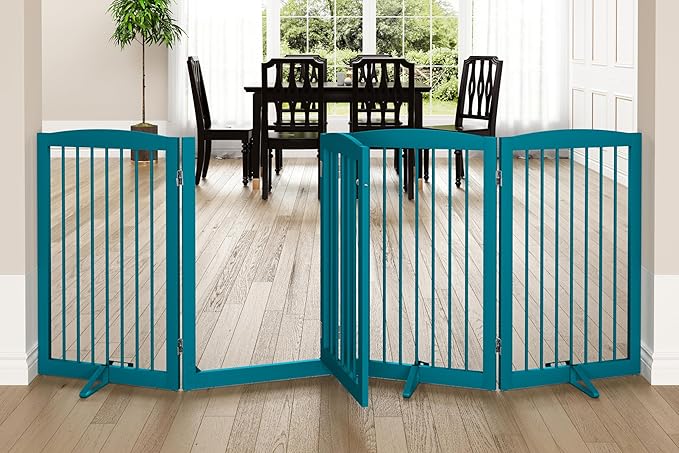 Freestanding Dog Gates with Door Walk Through, Pet Gate by PUPETPO
