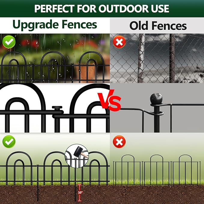 Decorative Garden Fence, 15 Panels No Dig Fence, 21.25 ft x 13 in Animal Barrier - Image 4