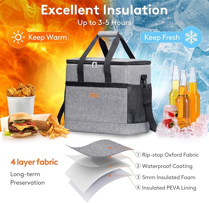 Lifewit Cooler Bag 30/50/60 Cans Collapsible and Insulated Large Lunch Bag - Image 4