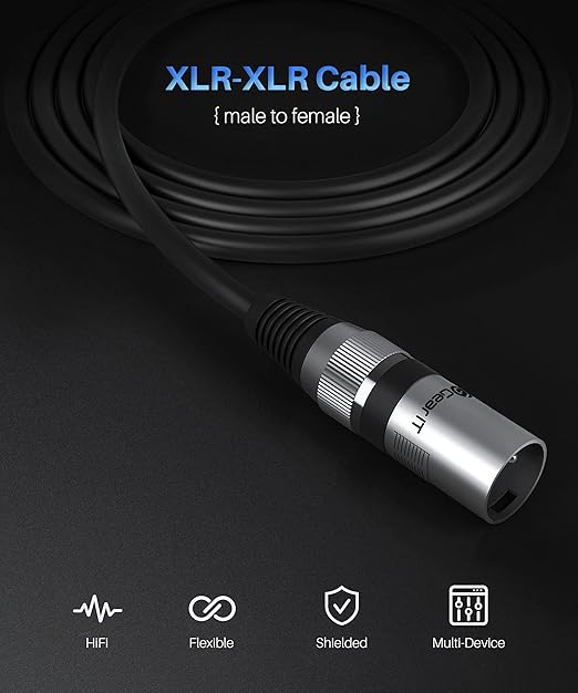 GEARit XLR Male to Female Microphone Cable 3-Pin Balanced Shielded Mixer - Image 2