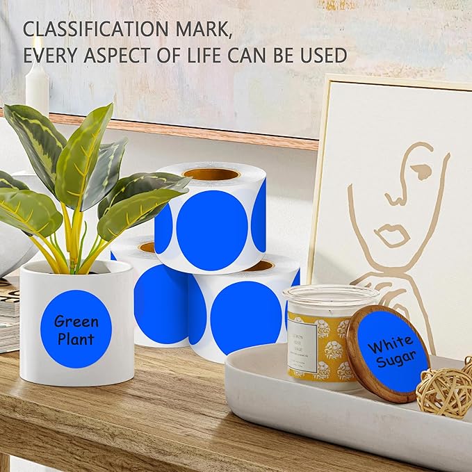 PARLAIM 3" Diameter Round Blue Color Coding Sticker, 4 Rolls 2000PCS Circle Dot - Image 5
