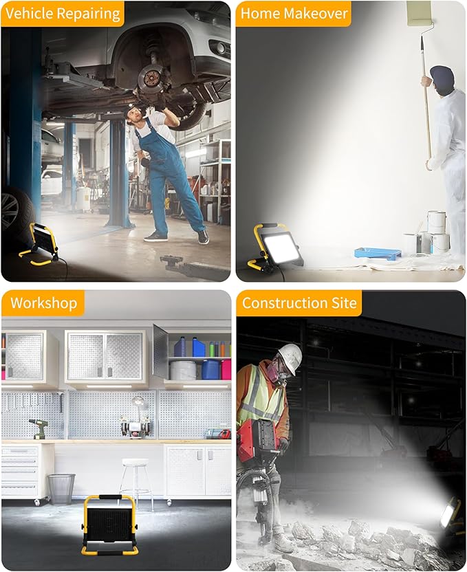 8400LM LED Work Light with 16FT Cord & Switch, 70W Outdoor Flood Light - Image 8