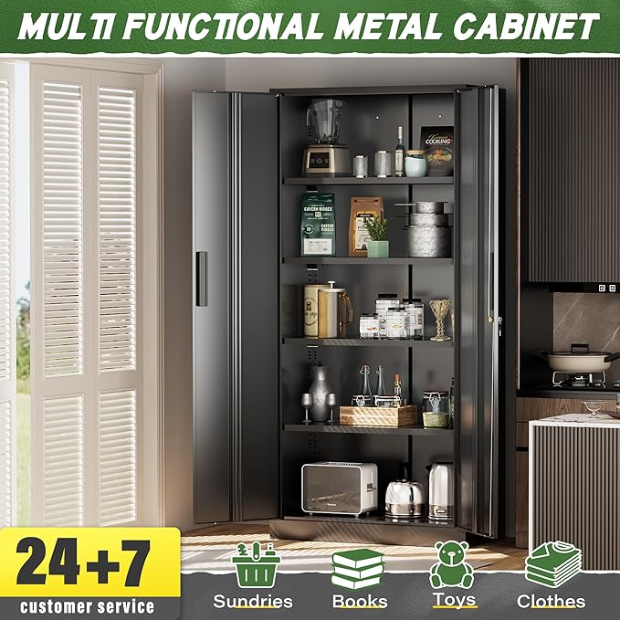 Greenvelly Metal Storage Cabinet, Metal Cabinet - Image 7