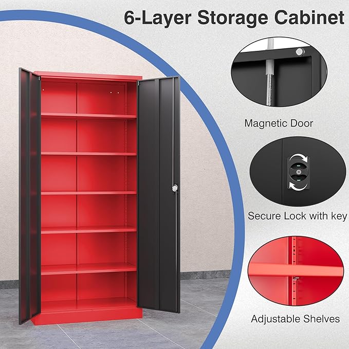 72 Inch Metal Cabinet, Lockable Storage Cabinet - Image 5