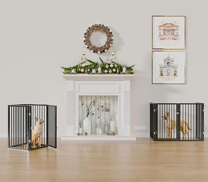 Vantas Folding No-Assembly Metal Pet Gate 80" Wide, Freestanding Accordion - Image 3