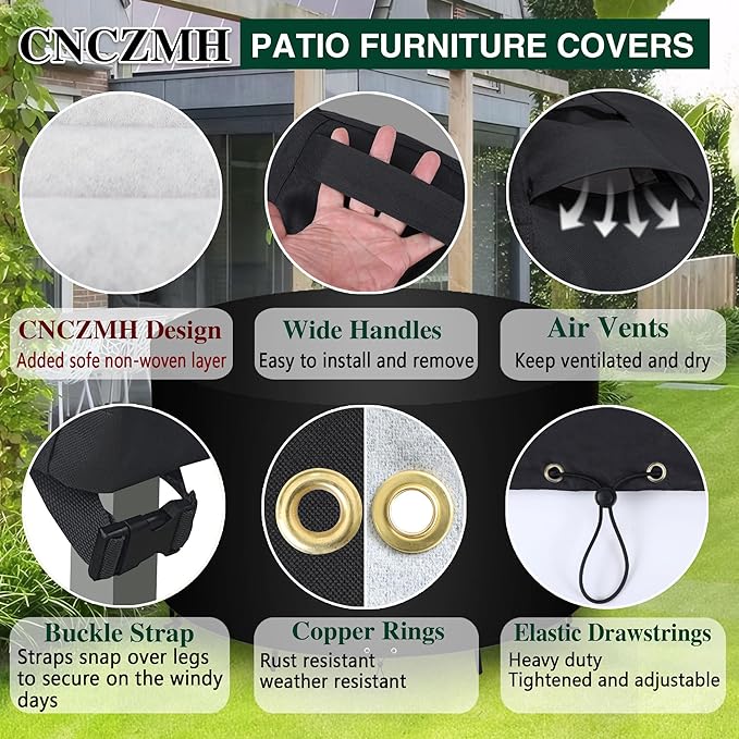 Heavy Duty Patio Furniture Covers Waterproof, 600D Round Outdoor Furniture - Image 5
