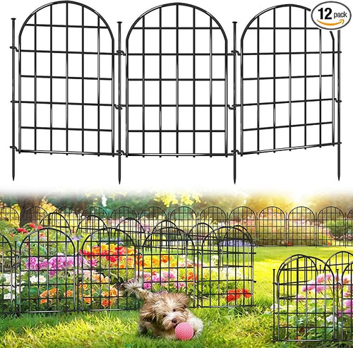 12 Panels Garden Fence, 13.8 ft x 17 in Arched No Dig Fence, Decorative Animal by AVELOTUUG