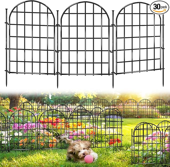 32.5 ft x 22 in Garden Fence, 30 Panels Arched No Dig Fence, Decorative Animal by AVELOTUUG