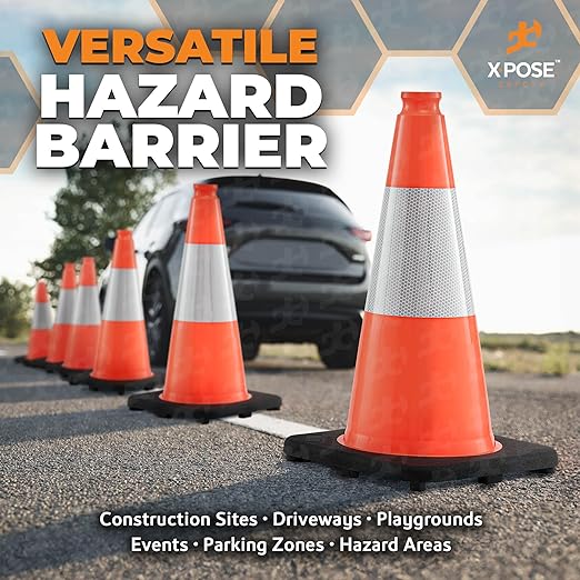 Xpose Safety 18 Inch Orange Traffic Cones 6" Collar - Image 6