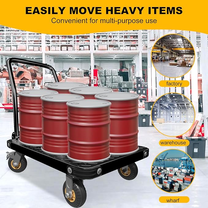 Heavy Duty Platform Truck Flat Cart Hand Trucks, 1500 to 2000Lbs Steel Push - Image 5