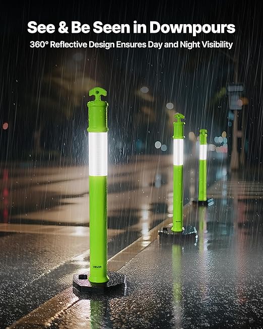 VEVOR 3 Pack Traffic Delineator Posts, 48 inches Traffic Safety Cones - Image 2