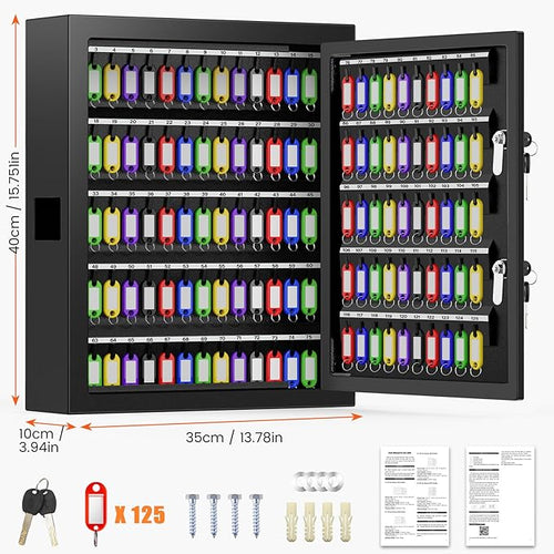 125 Keys Dual Lock Box Wall Mount, Anti-Theft Key Cabinet - Image 2