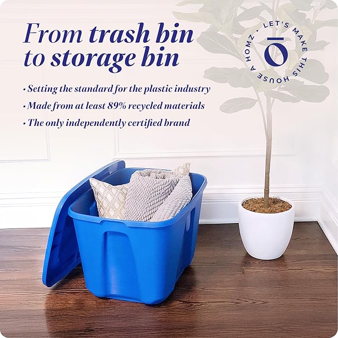 HOMZ 4-Pack Durable Molded Bin, Plastic Storage Containers w/Lids, 10 Gallon - Image 7
