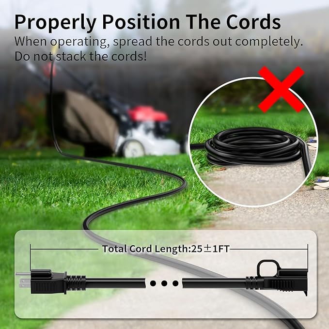 HUANCHAIN Indoor Outdoor Black Extension Cord 25 ft Waterproof, 16/3 Gauge - Image 6