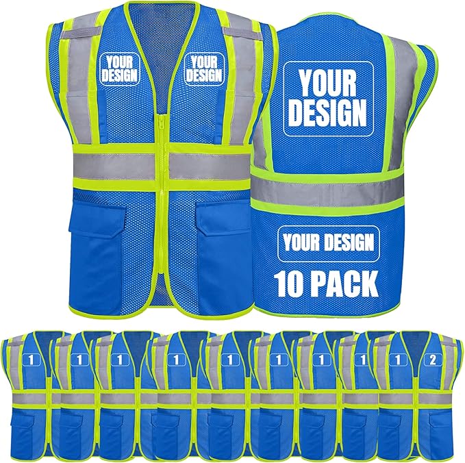 BeautyWill Custom Safety Vest Customized Logo Class 2 High Visibility by BeautyWill