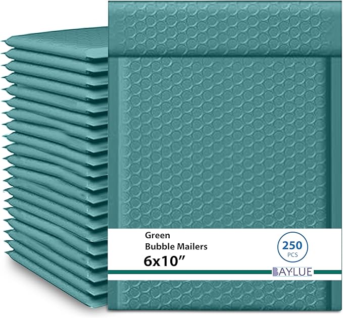 Green Small Poly Bubble Mailers 6x10 inch #0 | Self Seal Padded Envelopes | by BAYLUE