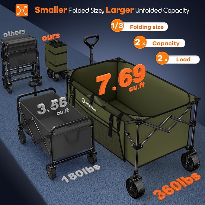 220L Collapsible Wagon Cart Foldable, Utility Carts - Image 4