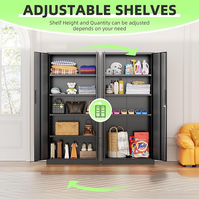 Crownland 72" Metal Storage Cabinet, Lockable Garage Storage Cabinets, High - Image 7