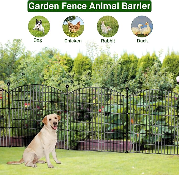 Decorative Garden Fence, 5 Panels - 32 in x 11.8 ft No Dig Dog Fence Outdoor - Image 3
