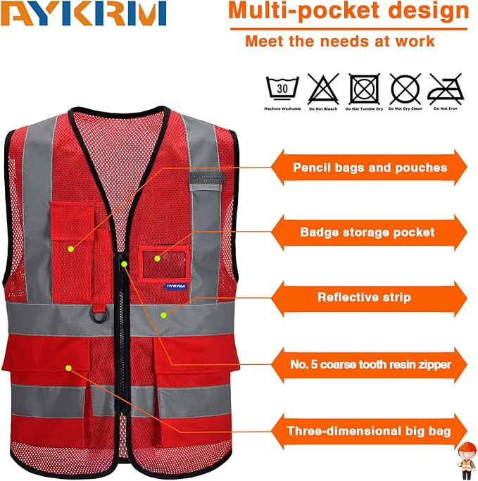Red work vest mesh - Image 4