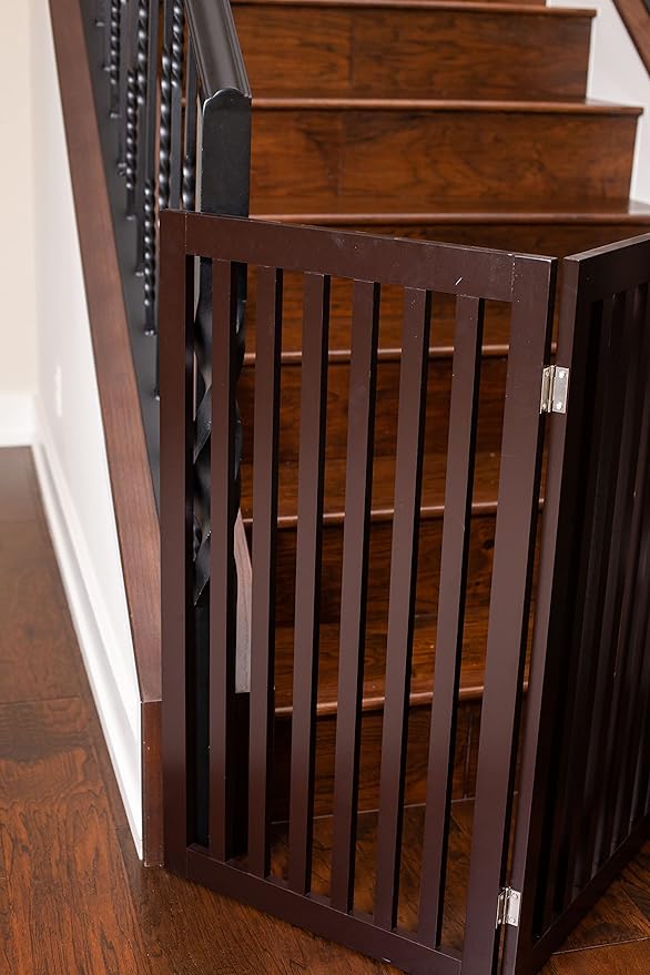 INTERNET'S BEST Dog Gate Indoor Freestanding Pet Barrier, Folding Wood Dog Fence - Image 9