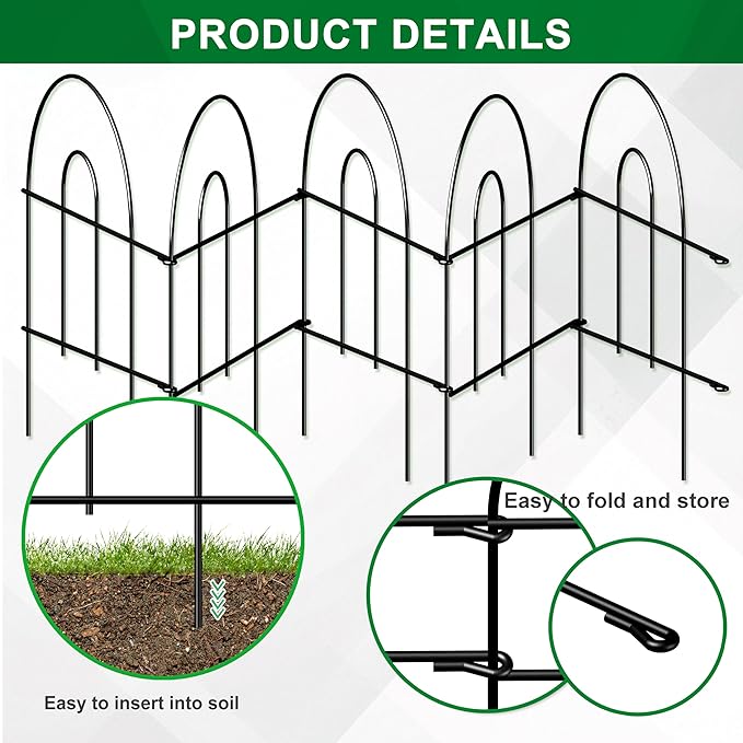 Decorative Black Garden Border Fence 18inX50ft Metal Wire Edging Flower Bed - Image 5