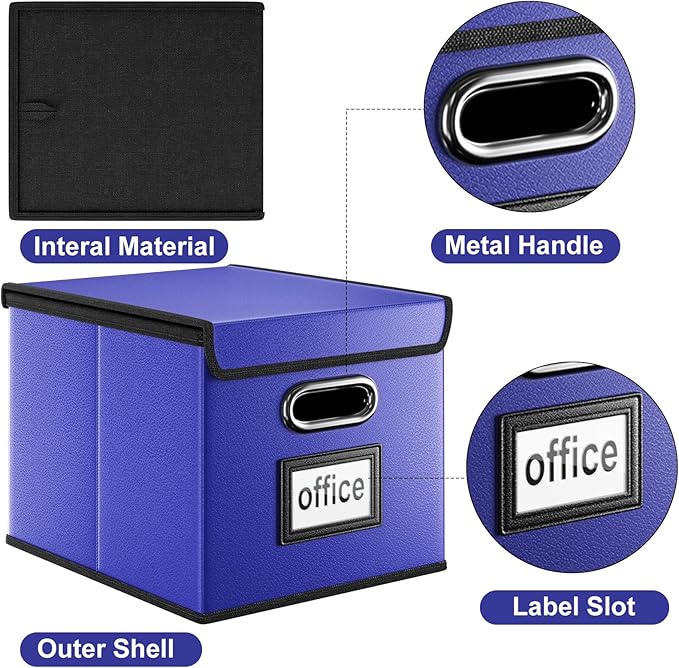 Huolewa Decorative Leather File Organizer Storage Boxes - Image 3