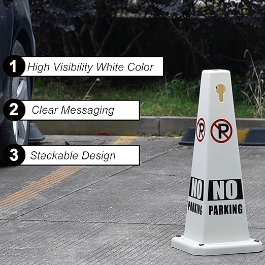 OrangeStar 8-Pack No Parking Cones, 4-Sided Message Safety Traffic Cones - Image 2