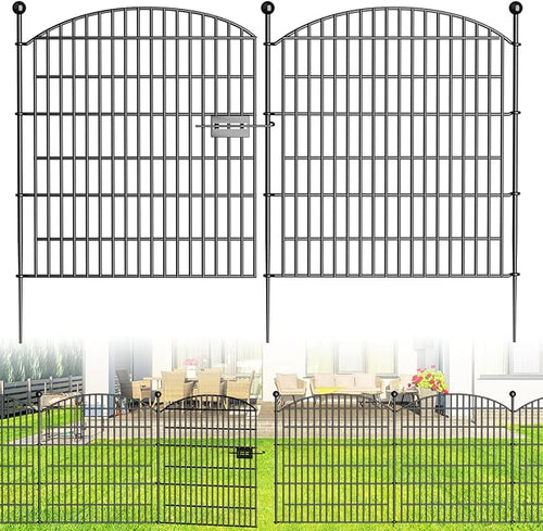 10 Panels Decorative Garden Fence - 32 in x 23.6 ft No Dig Dog Fence Outdoor by Bilibompa