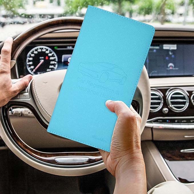 Car Insurance and Registration Holder, 9.5 x 5 Inch PU Leather Vehicle Glove - Image 6