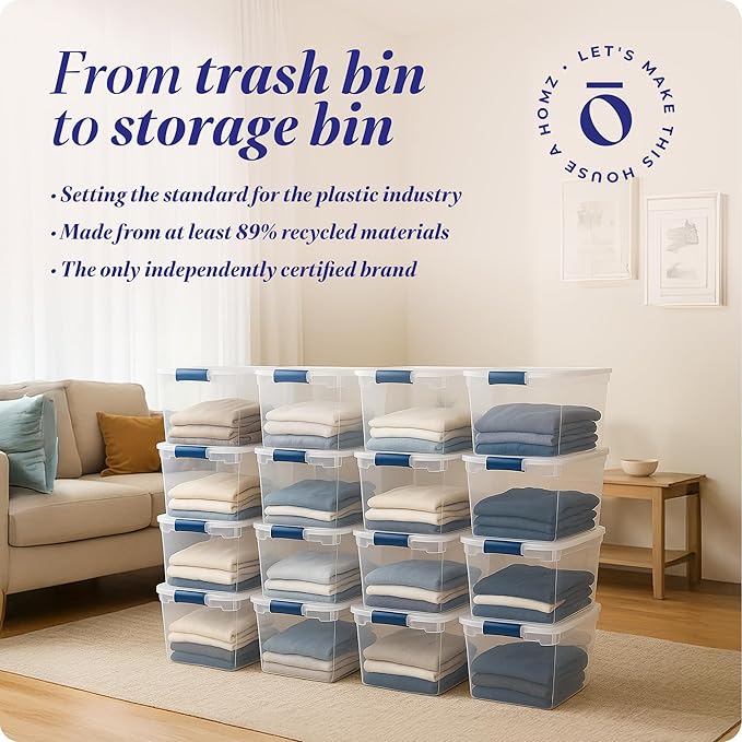 HOMZ Heavy Duty Modular Clear Plastic Stackable Storage Tote Containers - Image 7