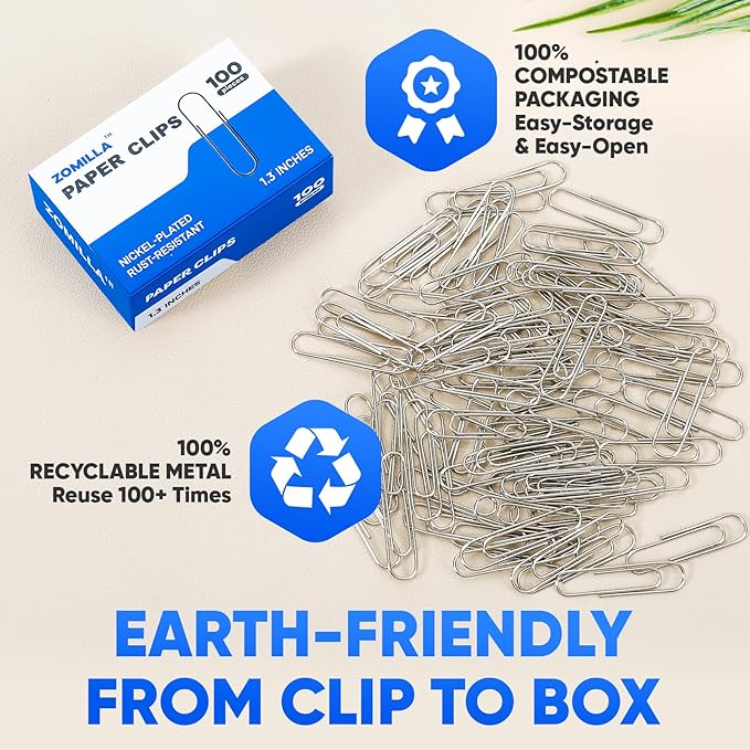 Paper Clips, Zomilla 1000 Pcs Paperclips, 1-2/7" Medium Paper Clip, Rustproof - Image 7