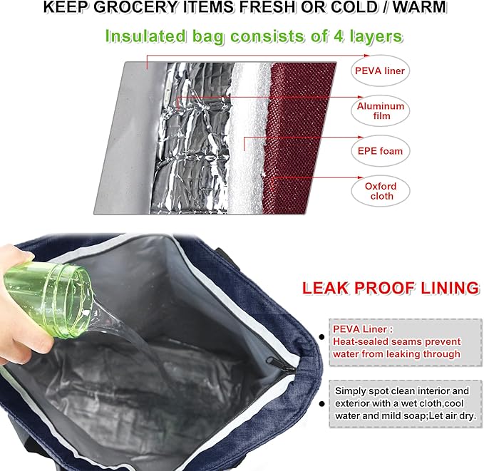 BeeGreen Cooler Bag Soft Leakproof Insulated Tote - Image 3