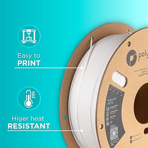 Polymaker PolyLite White 3D Printer PETG Filament 1.75mm 1kg, Legacy PETG - Image 5