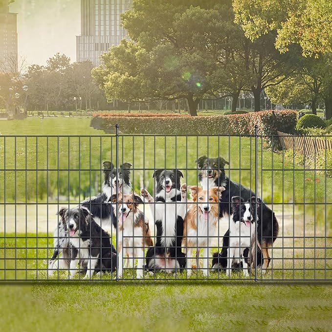 No Dig Fence Outdoor Dog Fences 10 Panels, 32in x 24.6 ft Decorative Metal - Image 7