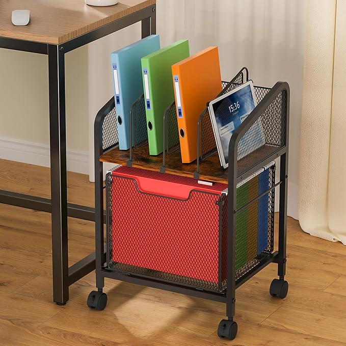Rolling File Cabinet with Adjustable Dividers, Vertical Filing Cabinet with - Image 8