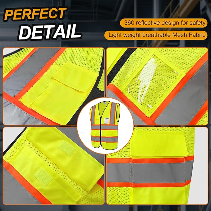 Hi Vis Vest for Men Women High Visibility Mesh Vest - Image 3