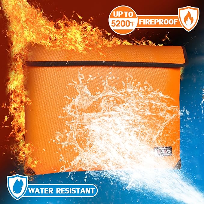 Fireproof Bag with 5200℉ Thermal Insulated, Waterproof Fireproof Box with Zipper - Image 2