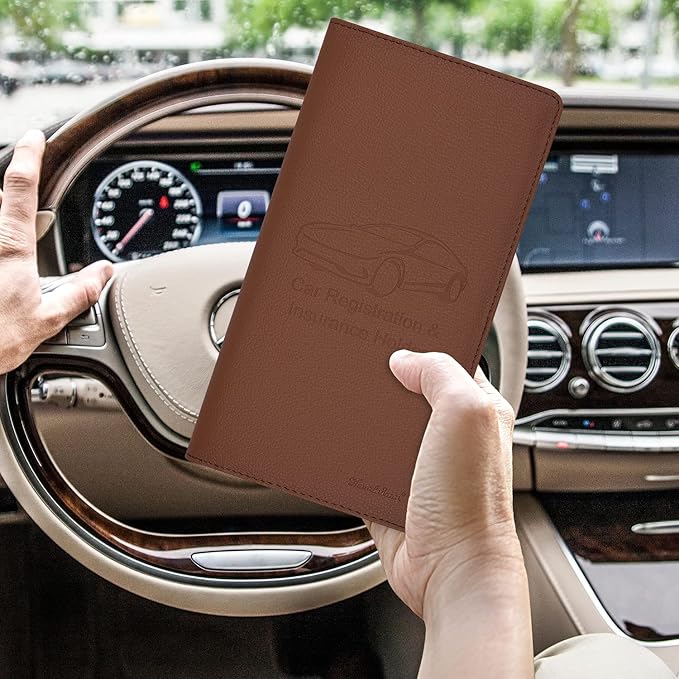 Car Insurance and Registration Holder, 9.5 x 5 Inch PU Leather Vehicle Glove - Image 6