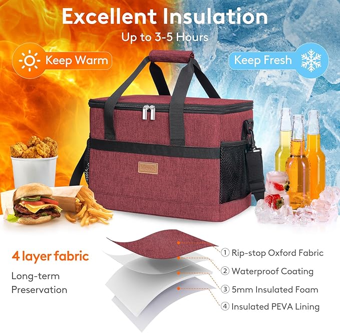 Lifewit Cooler Bag 30/50/60 Cans Collapsible and Insulated Large Lunch Bag - Image 4