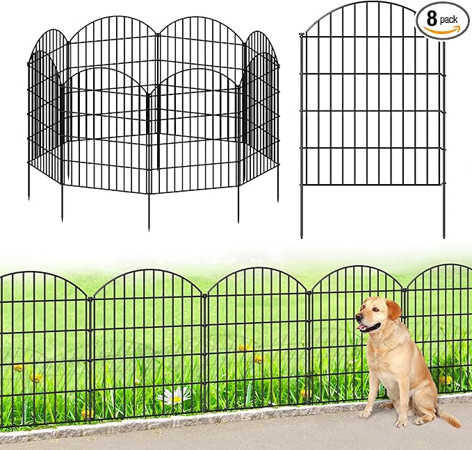 Metal Garden Fence 36in x 18.7ft, 8 Panels +9 Stakes Dog Fence Border Fence by FOREHOGARGARDEN%EF%BC%86HOME