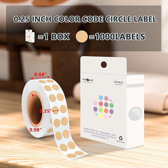 PARLAIM 1/4 Inch Round Adhesive Color-Code Dot Stickers, 4000 Circle Coding - Image 2