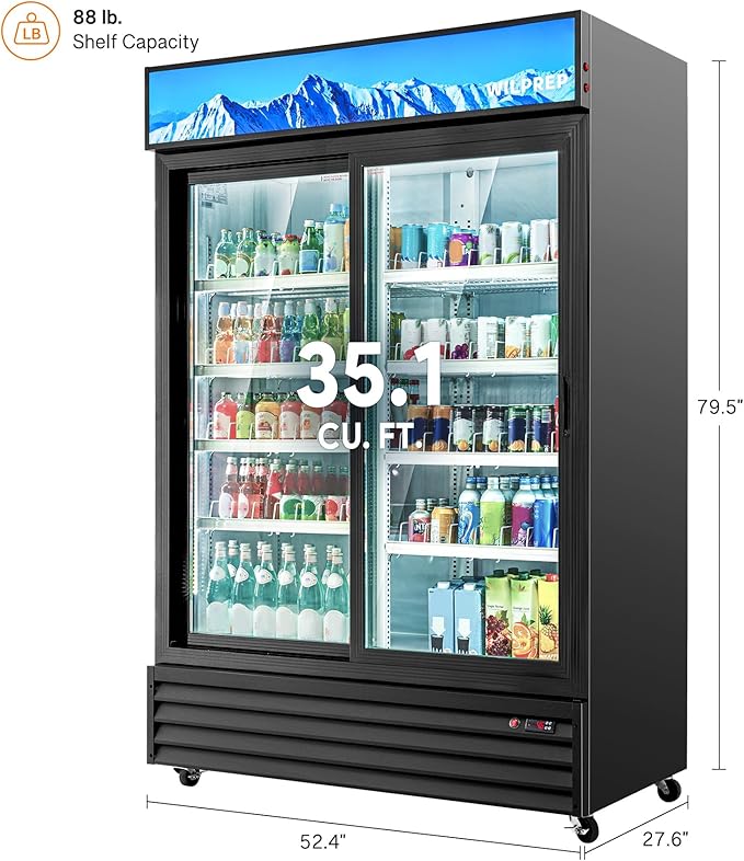 Wilprep Commercial Refrigerator, 37 cu. ft. Upright Beverage Display - Image 2