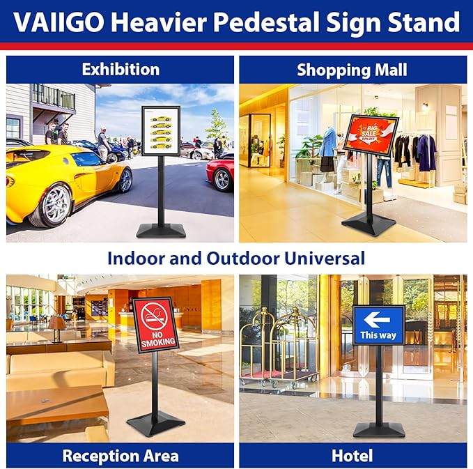 Pedestal Sign holder Stand 8.5x11inch Adjustable Standing Floor Sign Stand - Image 2