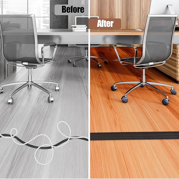 Floor Cord Cover Self Adhesive Cord Hider, 20FT Cable Management, Extension - Image 5