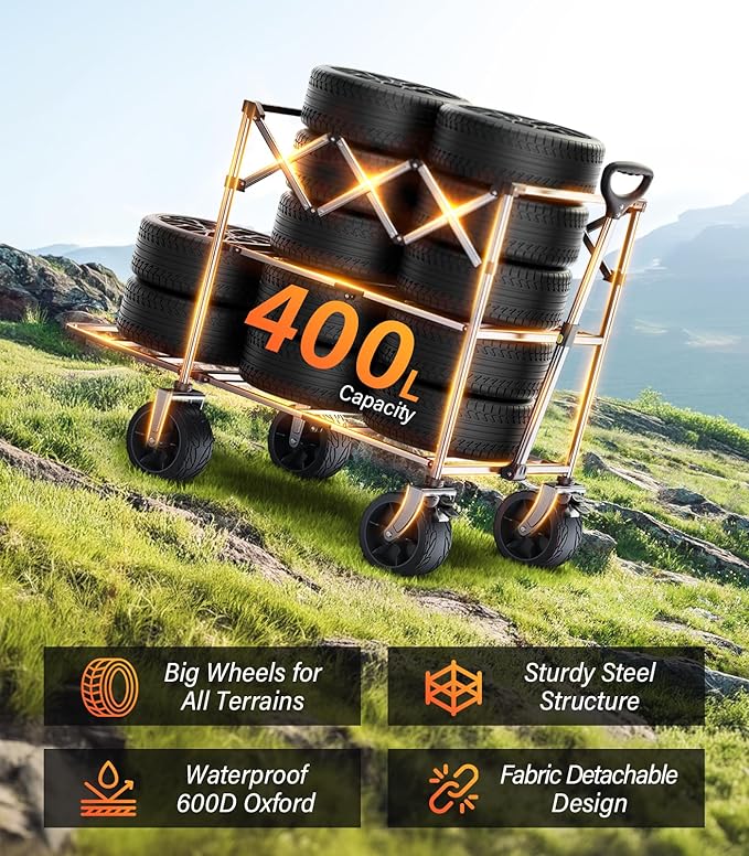 Collapsible Wagon Double Decker Wagons Carts Foldable - Image 5