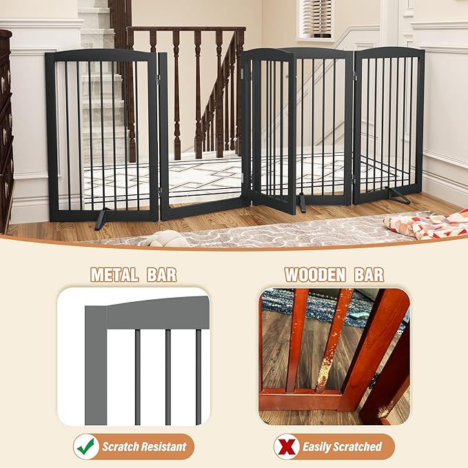 Freestanding Dog Gates with Door Walk Through, Pet Gate - Image 4