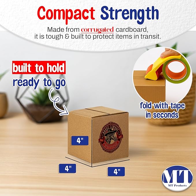 MT Products Custom Printed Kraft Cardboard Shipping Boxes 4" x 4" x 4" - Image 2